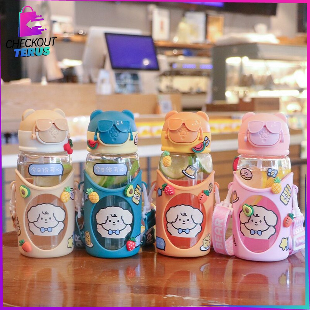 CT C731 C732 Botol Minum Anak Sedotan Motif Boneka Kacamata 500ML  Tumbler Minum Anak Motif Karakter Kartun Gemoy