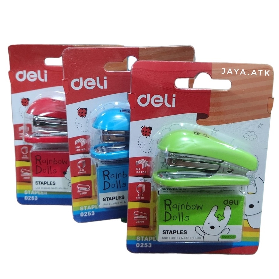 STAPLER STAPLES SET ISI MINI KECIL NO.10 DELI 0253 WARNA LUCU