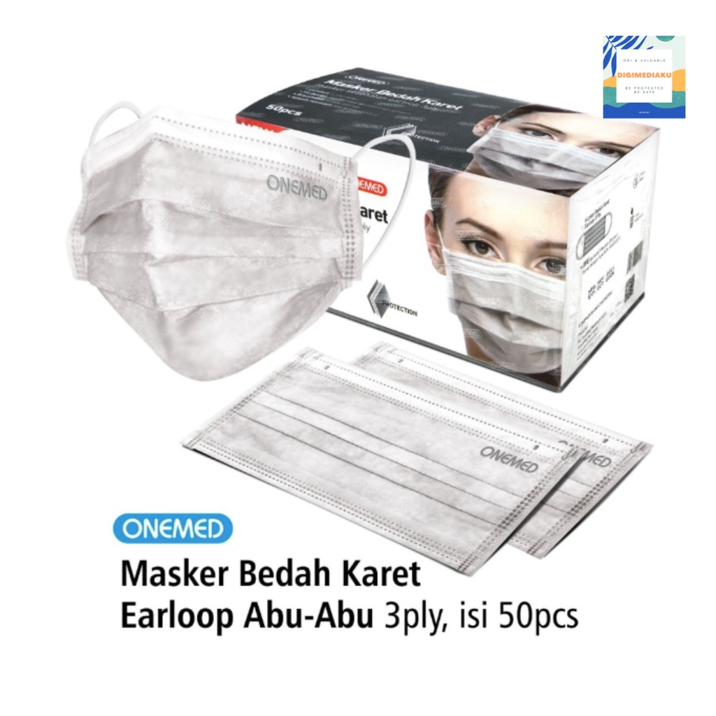 Masker Medis Abu Onemed Masker Medis Karet Abu Abu OneMed Box Isi 50 Pcs