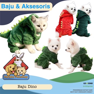 Image of Baju Kucing Anjing Model Dinosaurus Kostum Cat Dog Pakaian Hoodie Dino Pet Costum