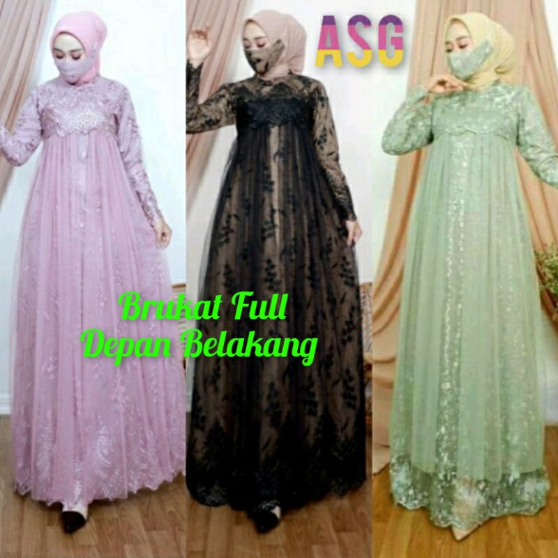 ☆Baru☆ Doremi Gamis Full Brukat Premium/ Dress Pesta Remaja Dewasa Wanita Modern/ Gamis Seragam Kondagan Jumbo Murah