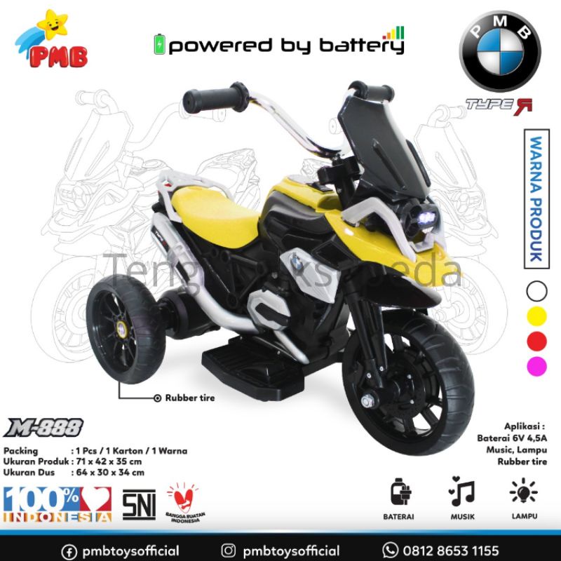 Motoran Aki Sepeda motor Anak-anak PMB Roda Tiga M 888