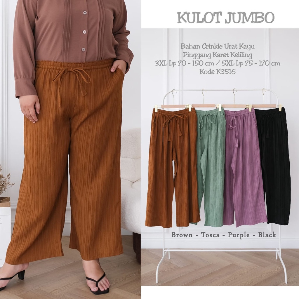 BIGCLO - (COD) Celana Kulot Panjang Jumbo Polos Bigsize