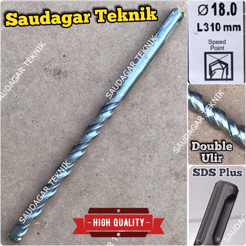 SDS Plus 18mm X 310mm Mata Bor Beton Tembok SDS + 18 mm Panjang 310 mm