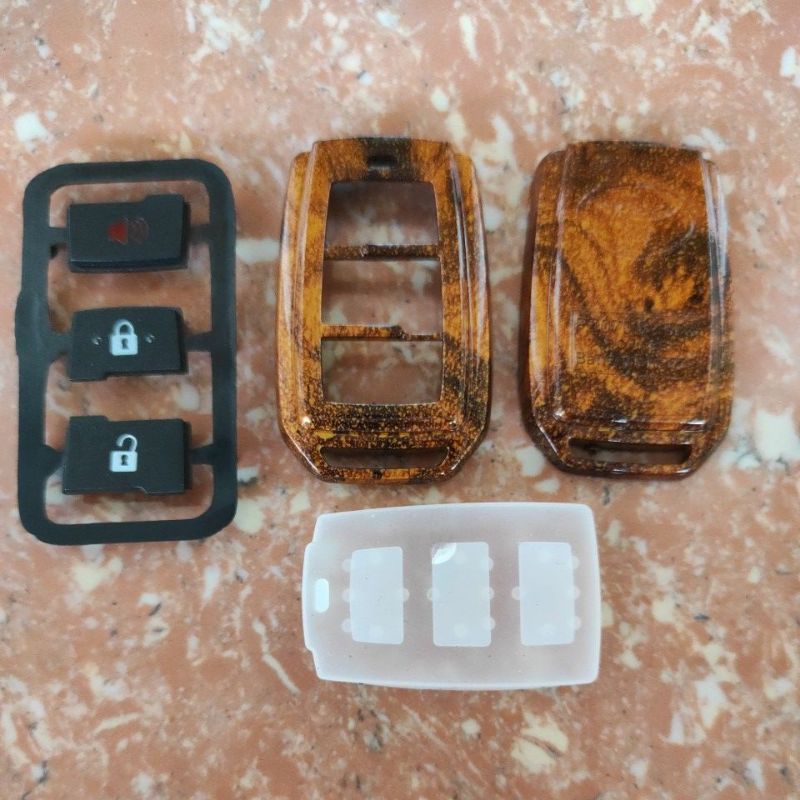 CASING KASING KUNCI REMOTE KUNCI MOBIL TOYOTA ALL NEW AVANZA VELOZ / AGYA  / etios KAYU WOOD carbon hitam orisinil 2012 2013 2014 2015