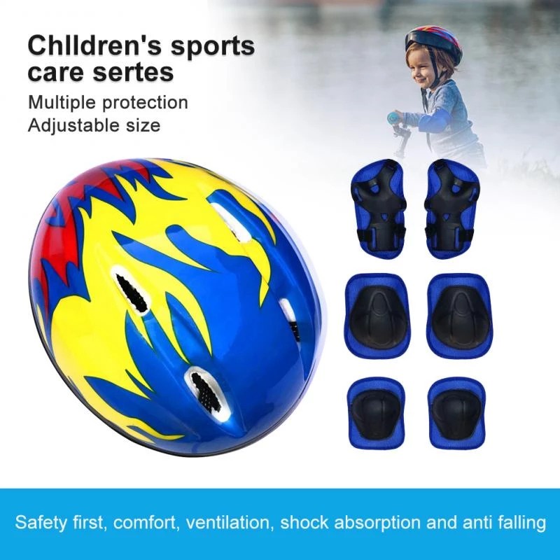 Helm Sepeda Anak Dan Deker Pelindung Lutut Keren Set 2in1