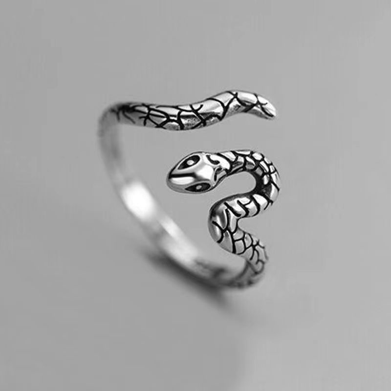 Cincin Bentuk Ular Geometris Gaya vintage