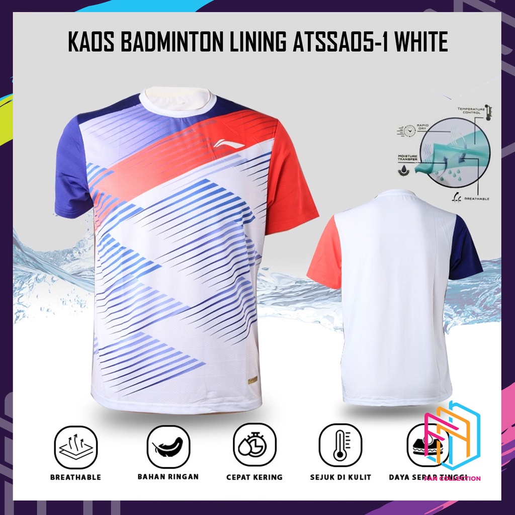 LINING ATSSA05 T-Shirt Kaos Jersey Badminton Lining Original