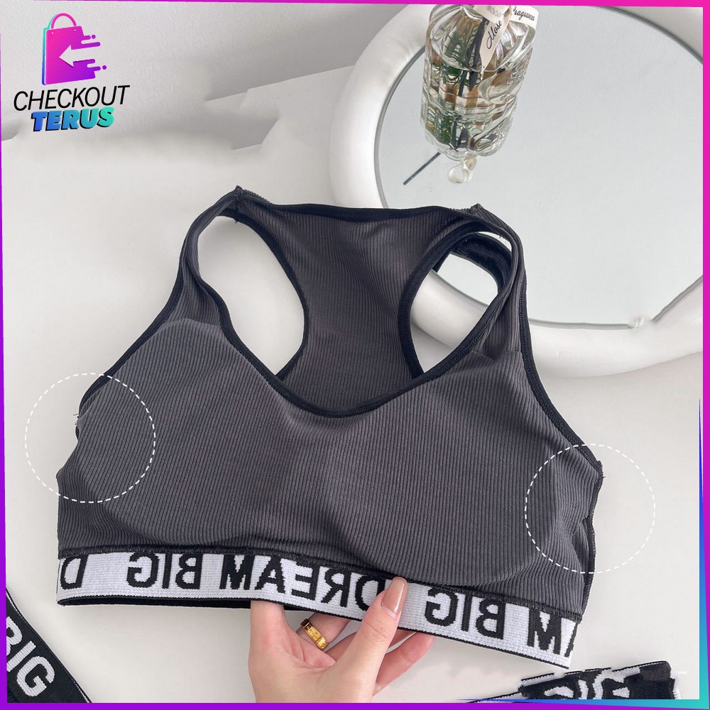 CT P404 Pakaian Dalam Tanpa Kawat Bra Set Celana Dalam Wanita BH Sport Bra Push Up Gym Fitness Senam Zumba Joging Yoga Fashion Korea Elastis Underwear
