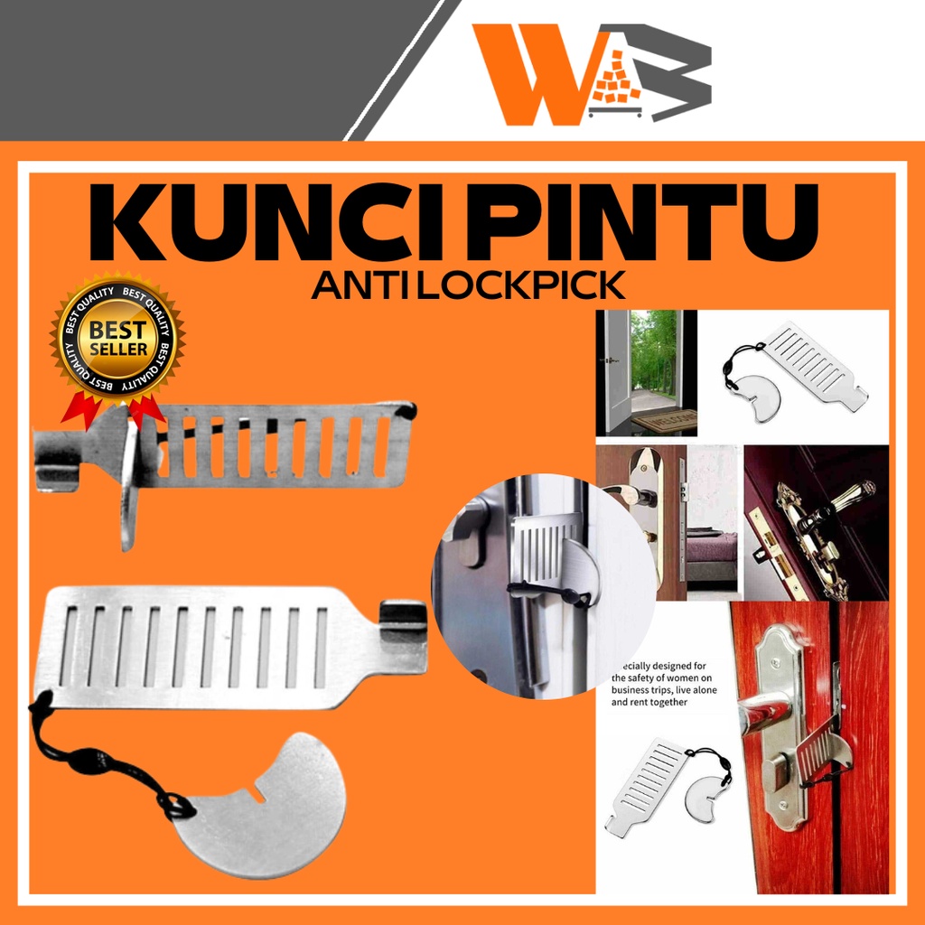 COD Kunci Pintu Portable Anti Lockpick Door Lock / Kunci tambahan Pintu Portable Anti Lockpick Door Lock