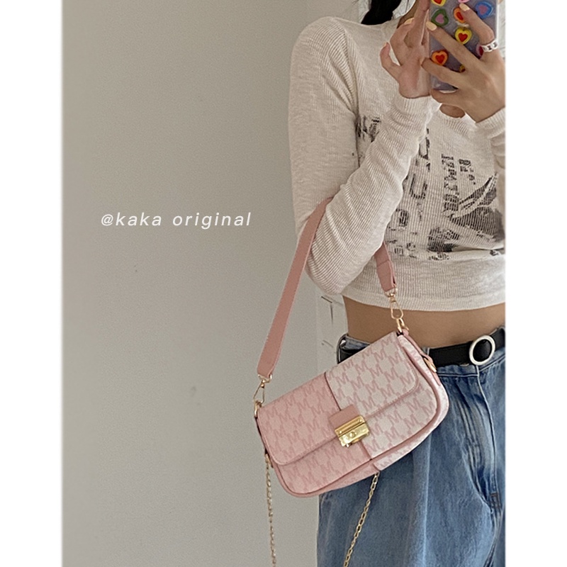 Suhao Niche tas tangan wanita musim panas 2021 baru trendi fashion jacquard underarm bag all-match ins chain bag messenger bag