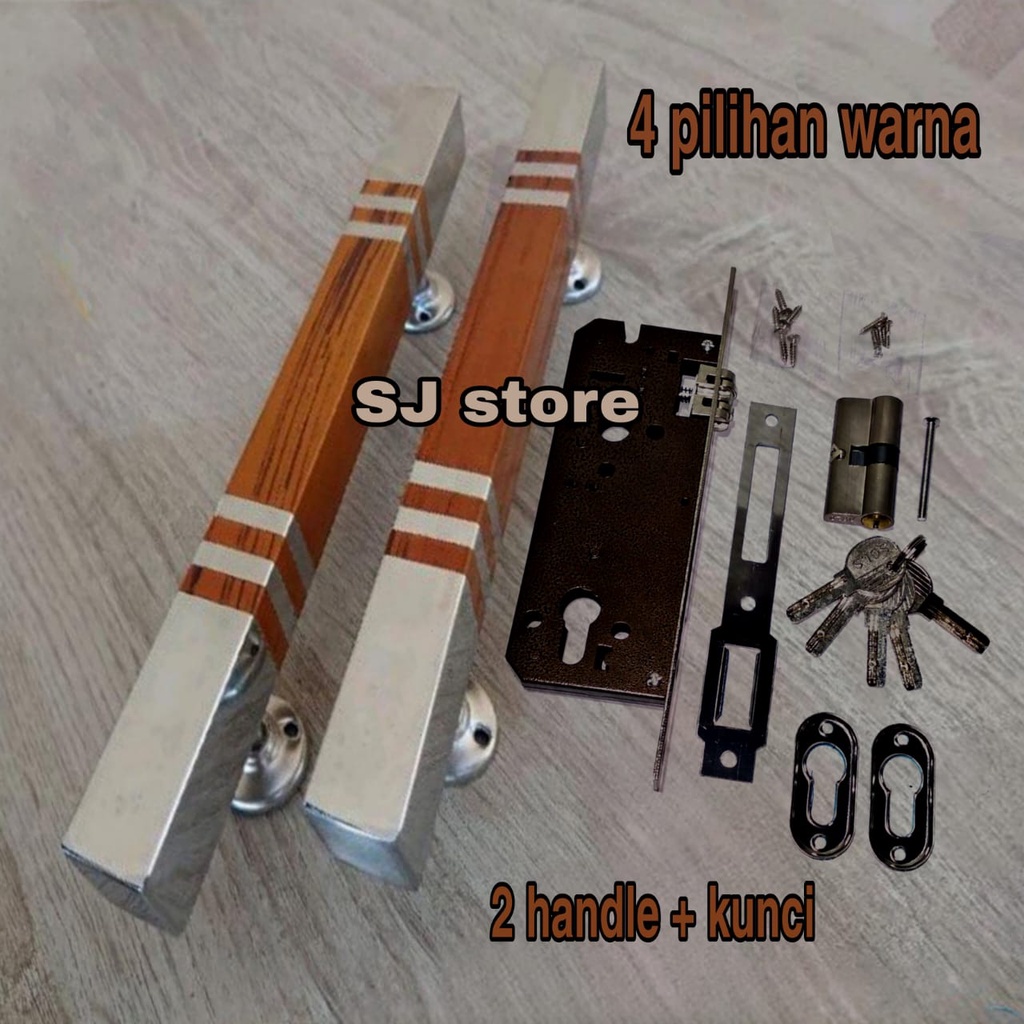 1 satu set handle pintu panjang 33cm kunci pintu rumah minimalis gagang tarikan pintu pegangan pintu stainless murah