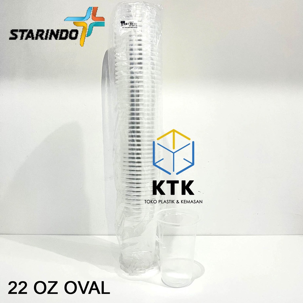 Gelas Plastik Starindo Oval 22 Oz Bening [50's] Cup PP Tebal Natural