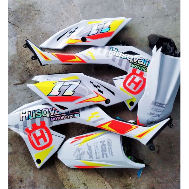 Decal stiker KLX BF/Dtracker kombinasi hologram/kuning stabilo/Oren stabilo bisa ubah nama nomer