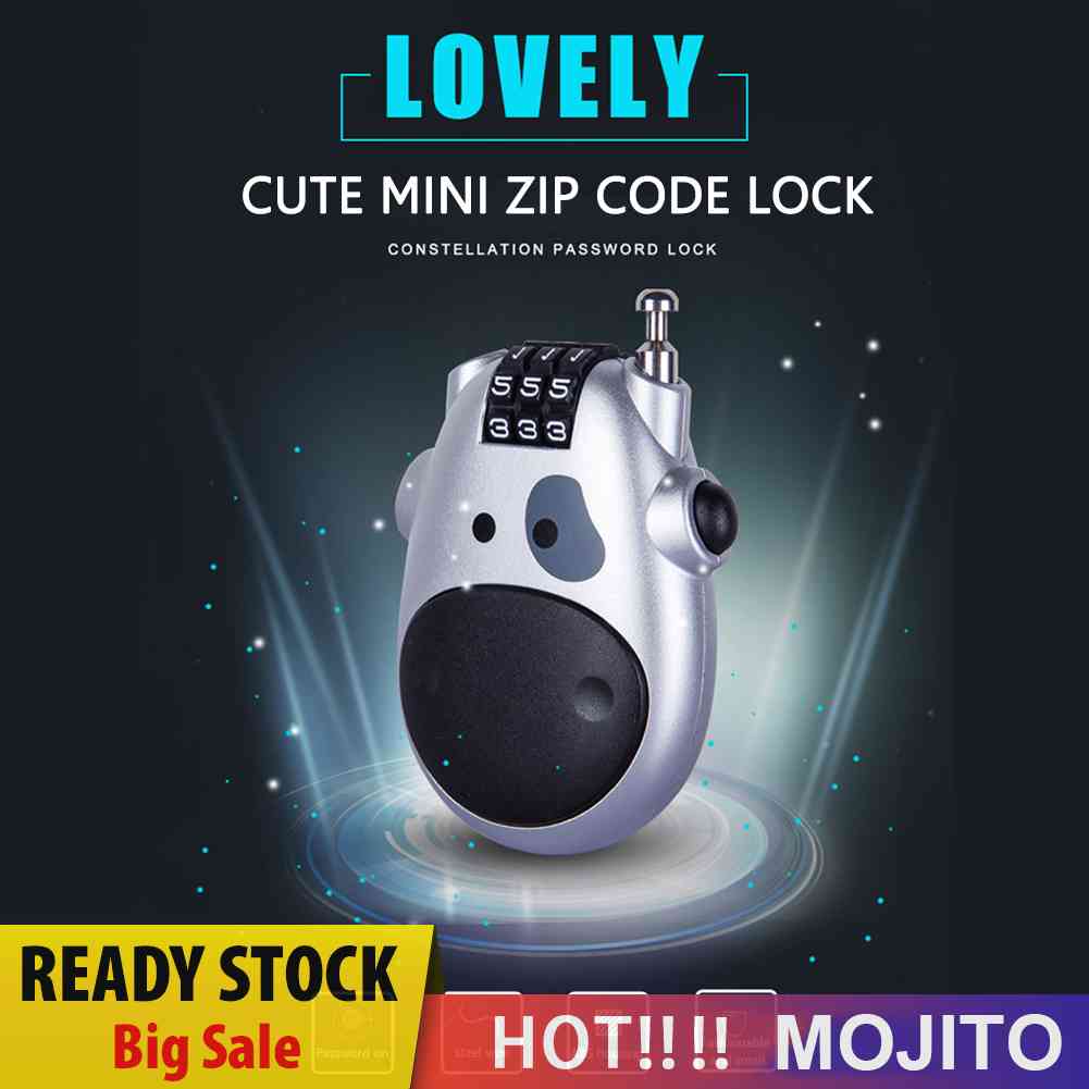 Kunci Gembok Sepeda / Helm Portable Anti Maling Motif Kartun Sapi Dengan Password