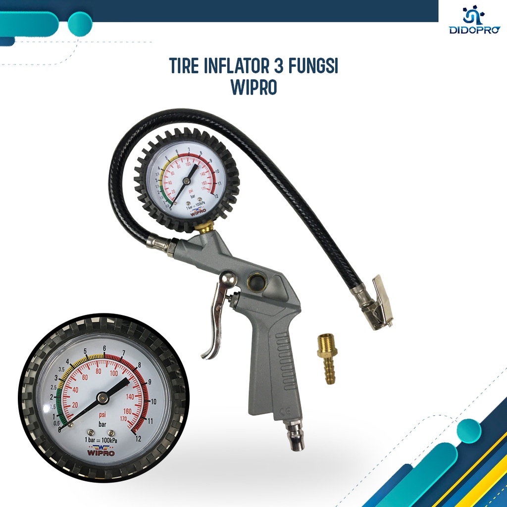 Pengisi Angin Ban Plus Meteran / Tire Inflator 3 Function WIPRO TD-10