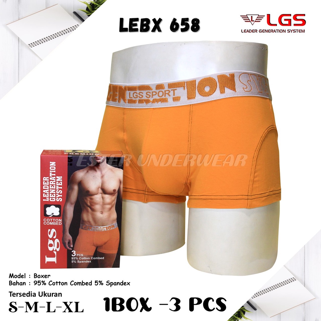 Celana Boxer Pria LGS 658 ISI 3Pcs|Celana dalam LGS Premium