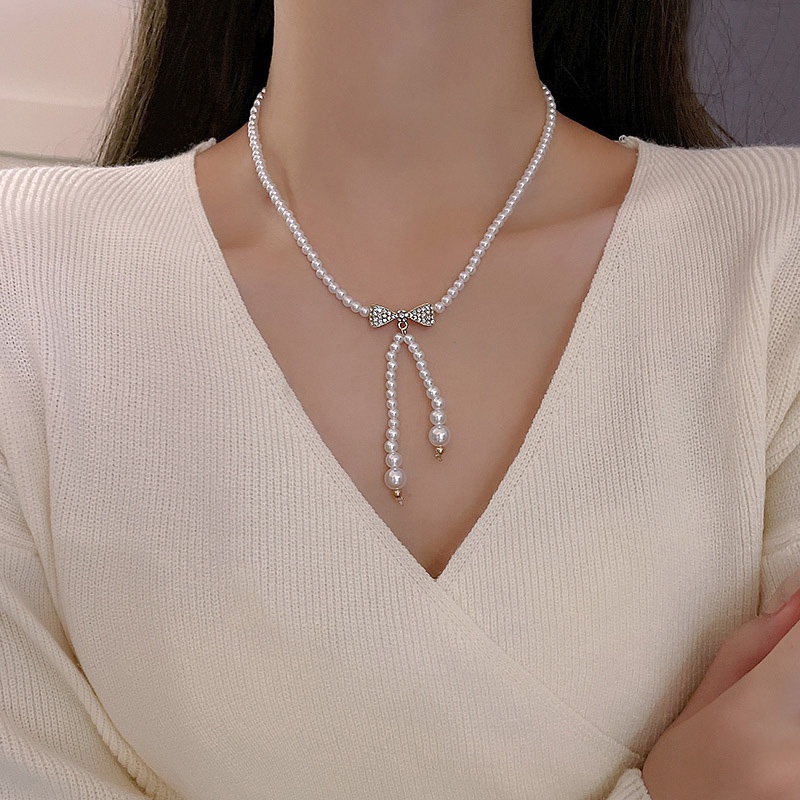 Kalung Choker Aksen Mutiara Untuk Wanita