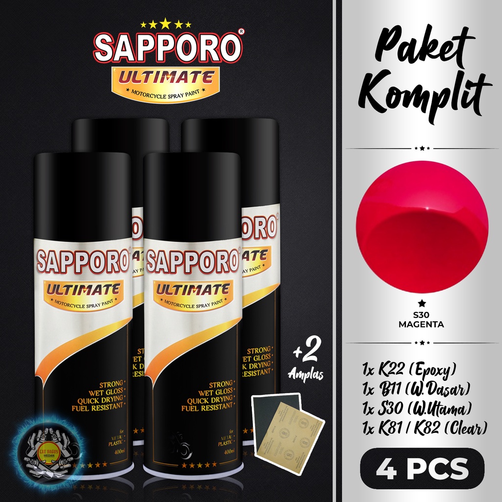 PAKET S30 MAGENTA SAPPORO ULTIMATE CAT SEMPROT 400 ML CAT MOTOR AEROSOL PYLOX PINK TUA S 30 PILOKS P