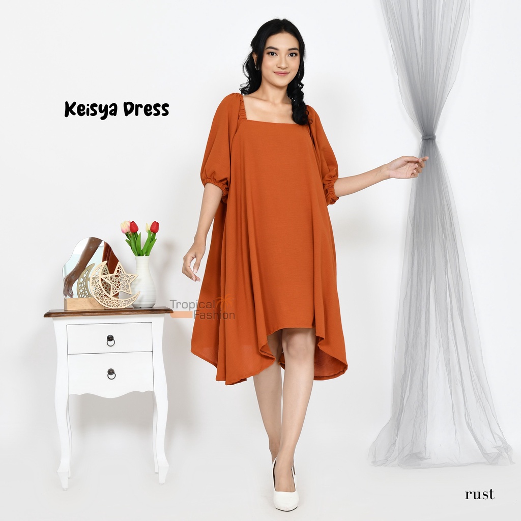 Keisya Dress Bahan Cringkel Airflow Untuk Remaja Dan Dewasa Termurah Kekinian