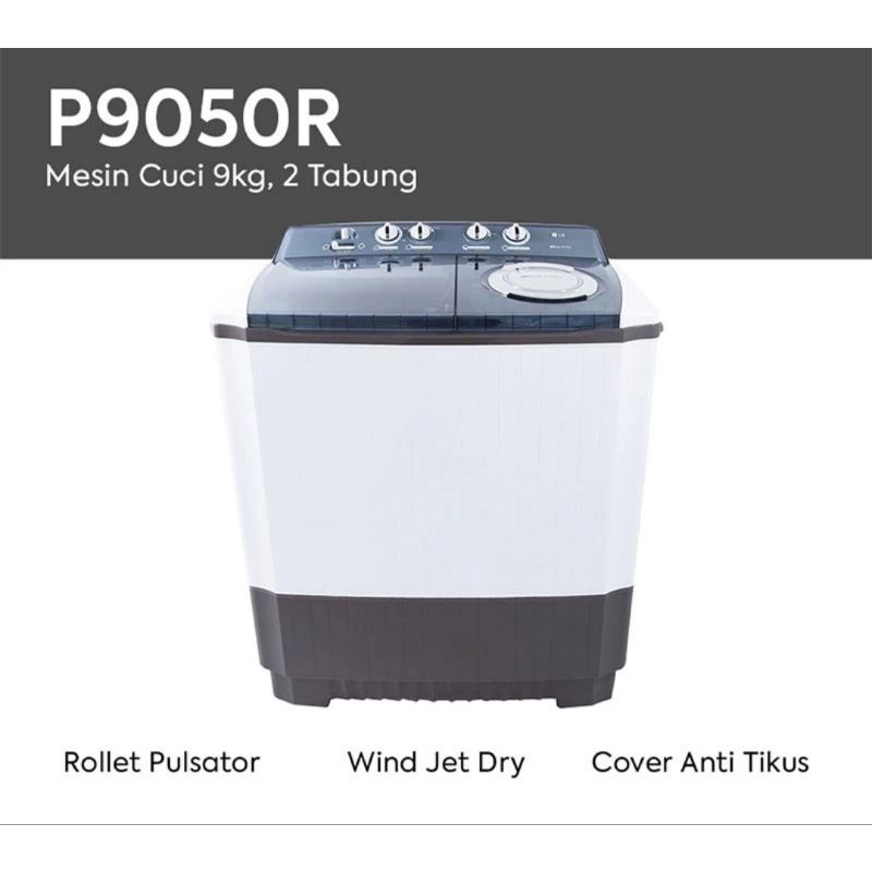 Jual LG Mesin Cuci Twin Tub [9 KG] - P9050R | Shopee Indonesia