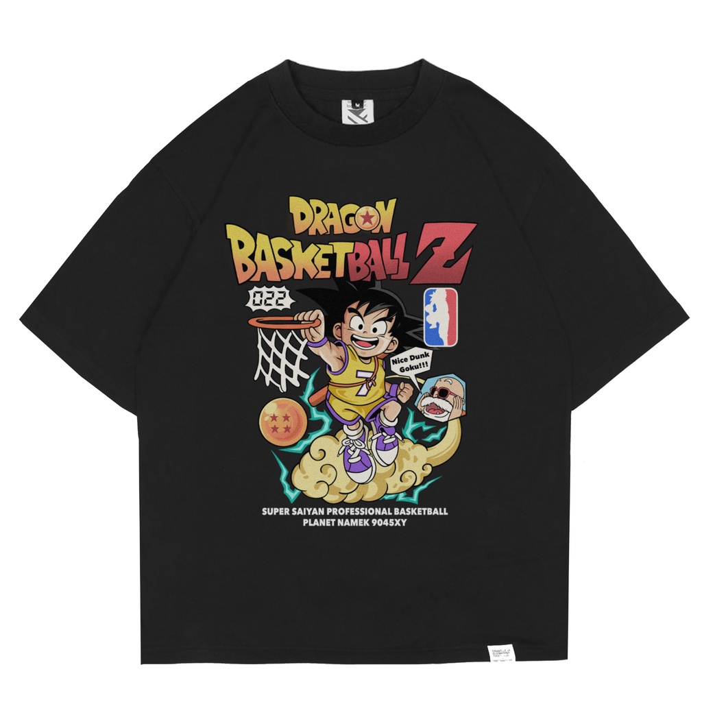 ZeroTwentyTwo Oversized T-Shirt Black Dragon Basket Ball Z | Kaos Pria Parodi Plesetan Lucu Anime