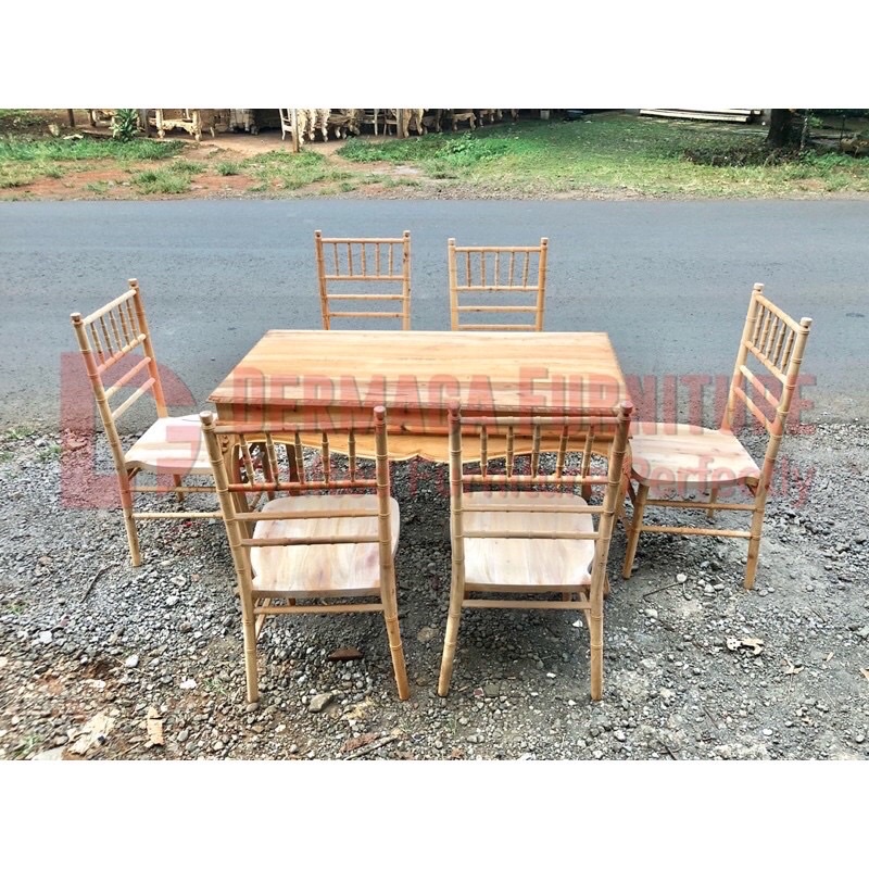 1 SET MEJA AKAD KURSI TIFANY KAYU MAHONI SET MEJA MAKAN MEJA MINIMALIS