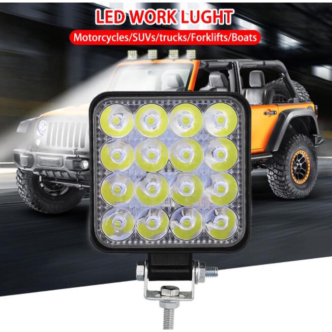 2pcs lampu tembak motor mobil truk Sorot LED Worklight 16Mata 48Watt 12V-24v