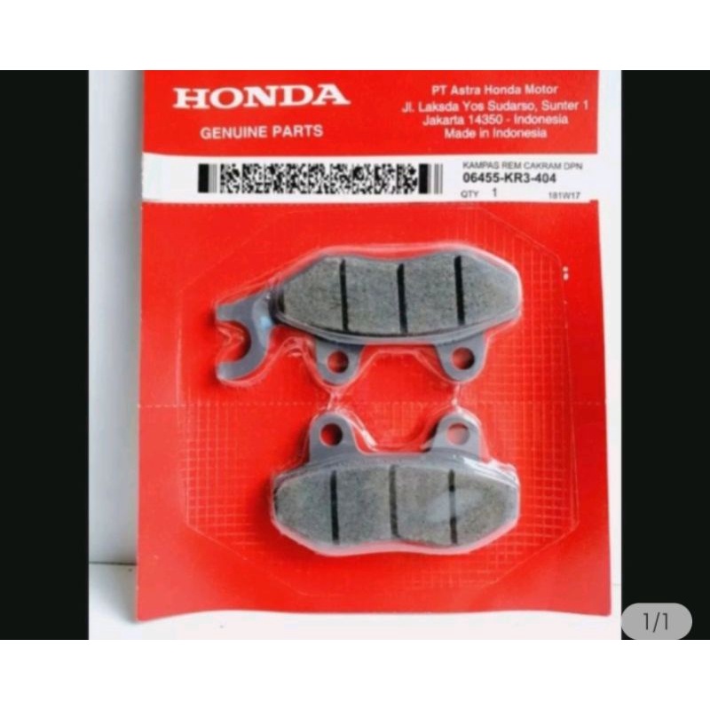 06455-KR3-404 Dispad depan kampas rem depan karisma megapro thn 2005-2006 supra lama x 125 asli hond