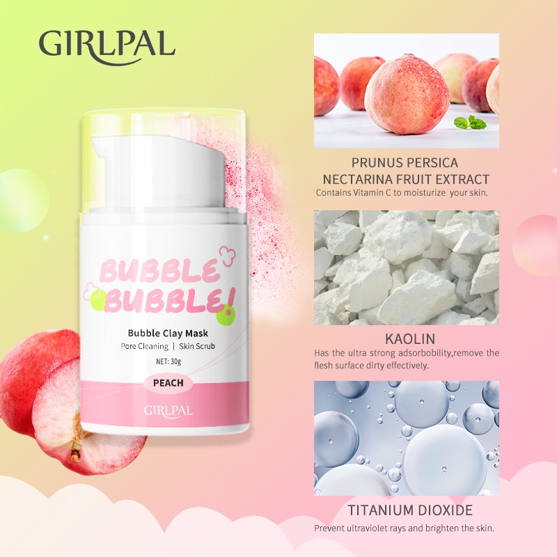 (READY &amp; ORI) GIRLPAL Bubble Clay Mask Peach / Ice Mint 30gr