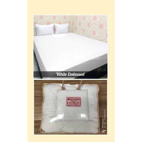 Grosir Bedcover Sprei Embos Putih Motif Salur/Bedcover Embos White/Bedcover Polos Putih/Bedcover Pol