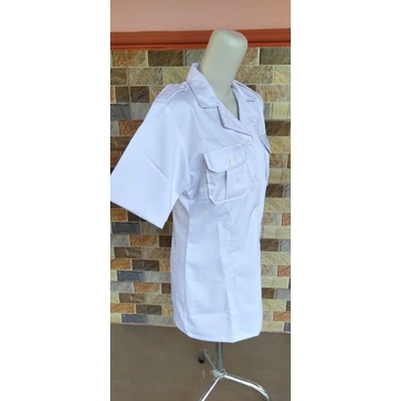 Seragam jumbo PUTIH ASN Cewek krah rebah pendek terbaru standart SK JUMBO pendek