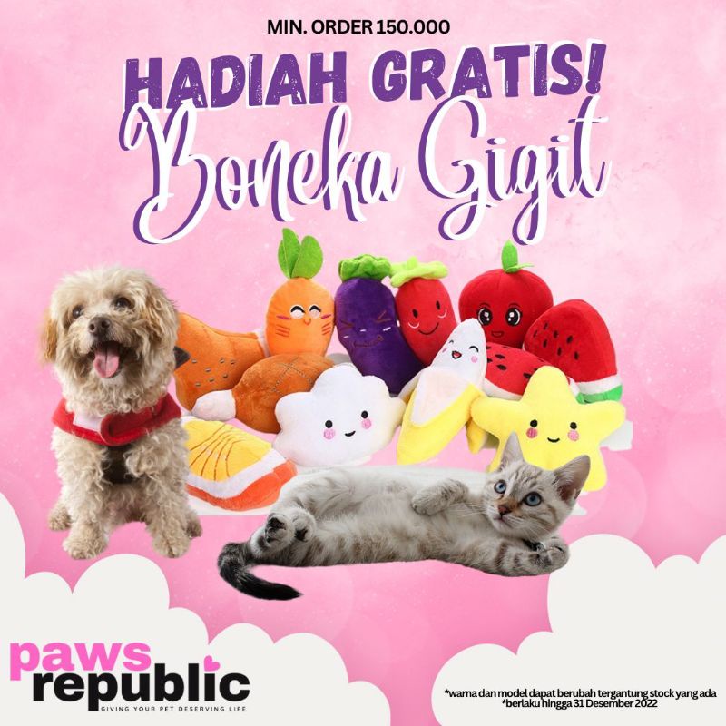 Free Gift Pet Toys - Boneka Gigit Kalung Lonceng Bola Kerincing Anjing Kucing