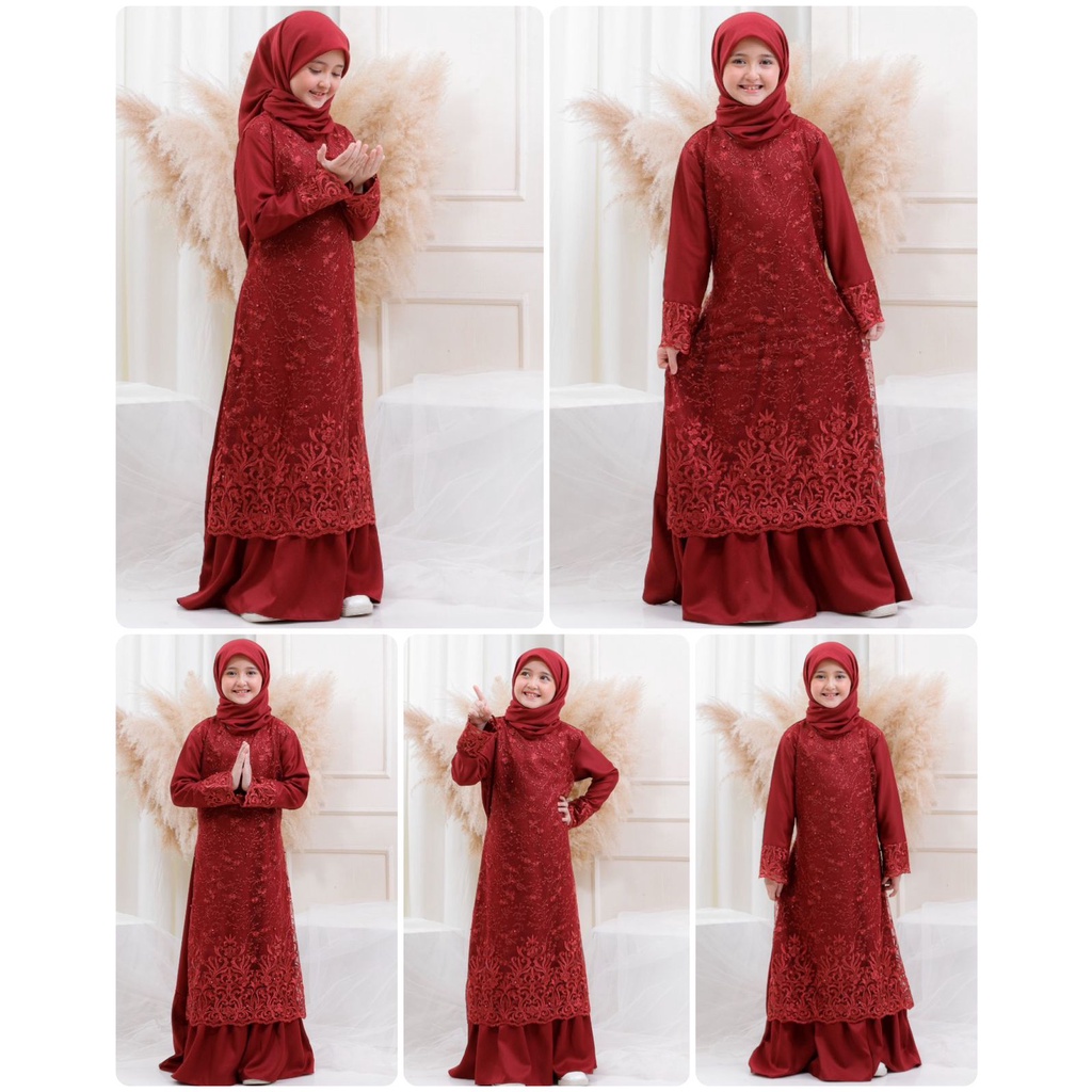 GAMIS MITHA ANAK MAXI TANGGUNG 9-12th DRESS MUSLIM REMAJA BRUKAT TILE BORDIR LEBARAN IDUL FITRI PRAMITHA ANAK BROKAT