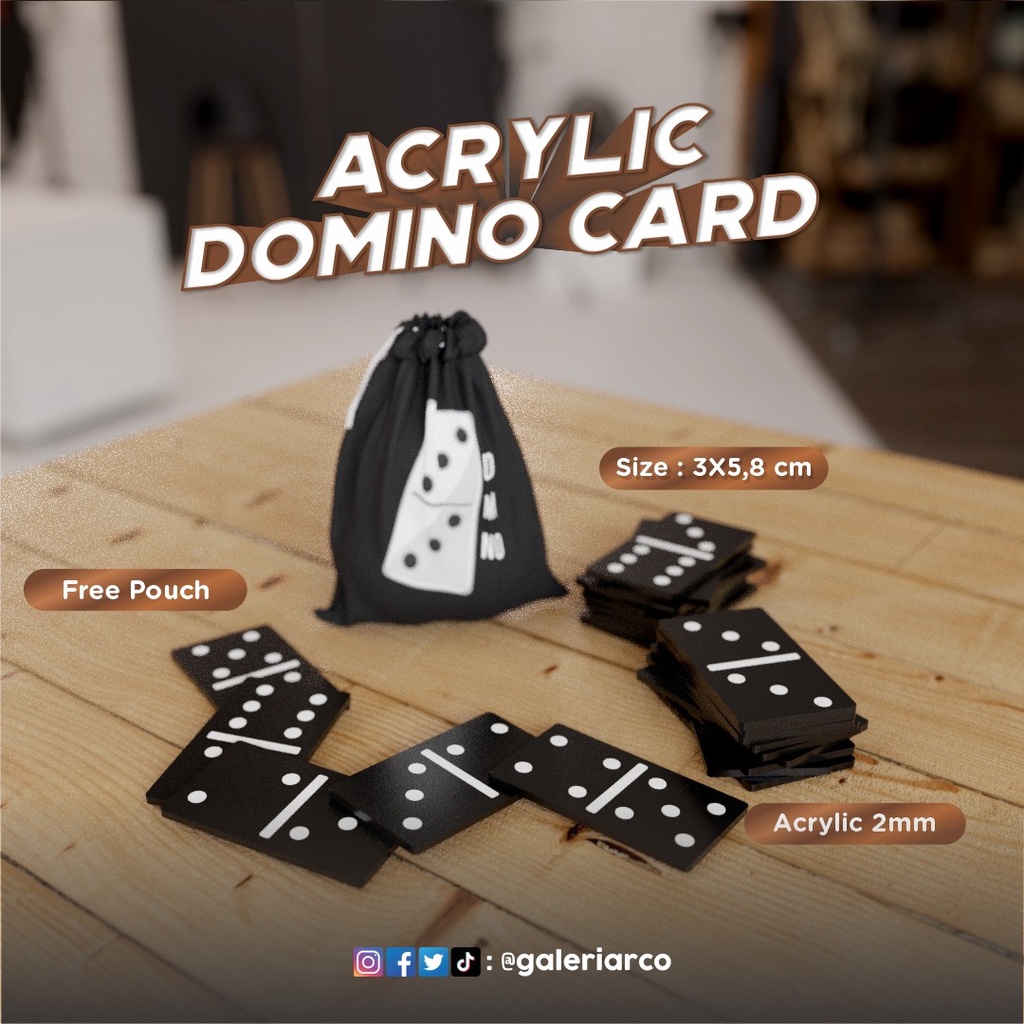 Kartu Domino Bahan Dasar Akrilik + Pouch