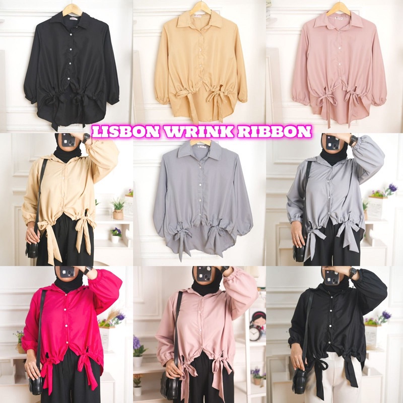 BEFAST - ZFS OOTD Kemeja Kerut CANTIYA / LISBON WRINK RIBBON KEMEJA KERUT SERUT ATASAN WANITA / Kemeja Wanita Keluaran Terbaru / Pakaian Casual Wanita / Hem Lengan Panjang / Fashion Kekinian Remaja Wanita Trendy / Kemeja Kerja Wanita