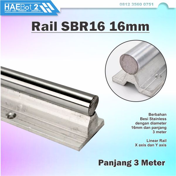 [HAEBOT 2] Rail SBR16 SBR 16 300cm Rel Linear Shaft As Besi 16mm CNC 3m Linier Stainless Steel 3000m