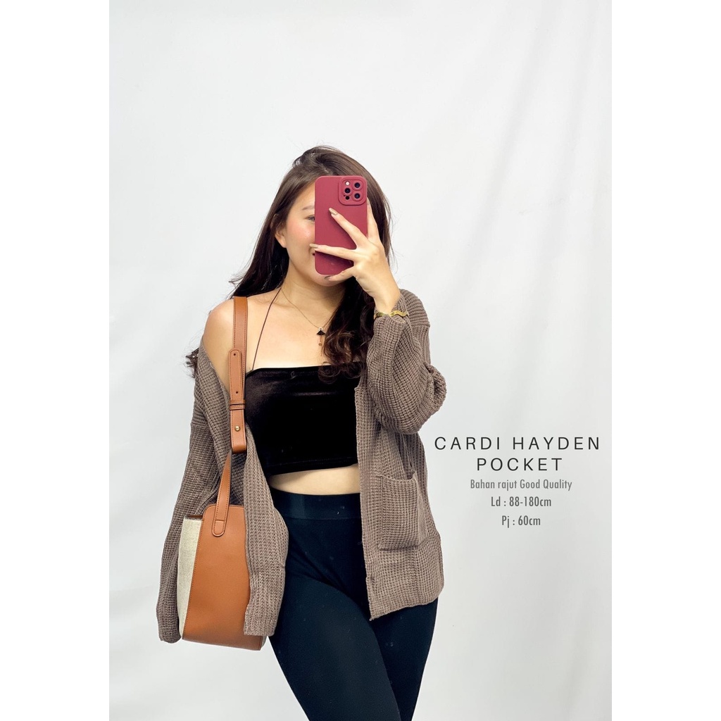 HOPYLOVY - Cardigan Rajut Wanita Kekinian Hayden Pocket