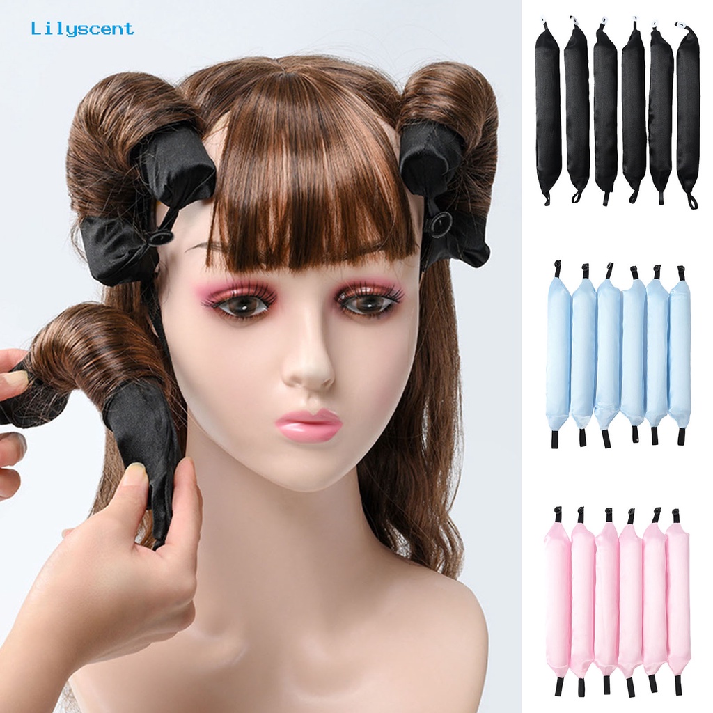 6 Pcs / Set Alat Pengeriting Rambut Panjang Tanpa Pemanas Dapat Disesuaikan