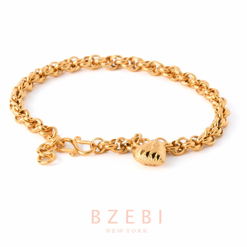 Bzebi Gelang Tangan Titanium Steel Lapis Emas 18k Hias Berlian Gaya Korea Untuk Wanita 510b