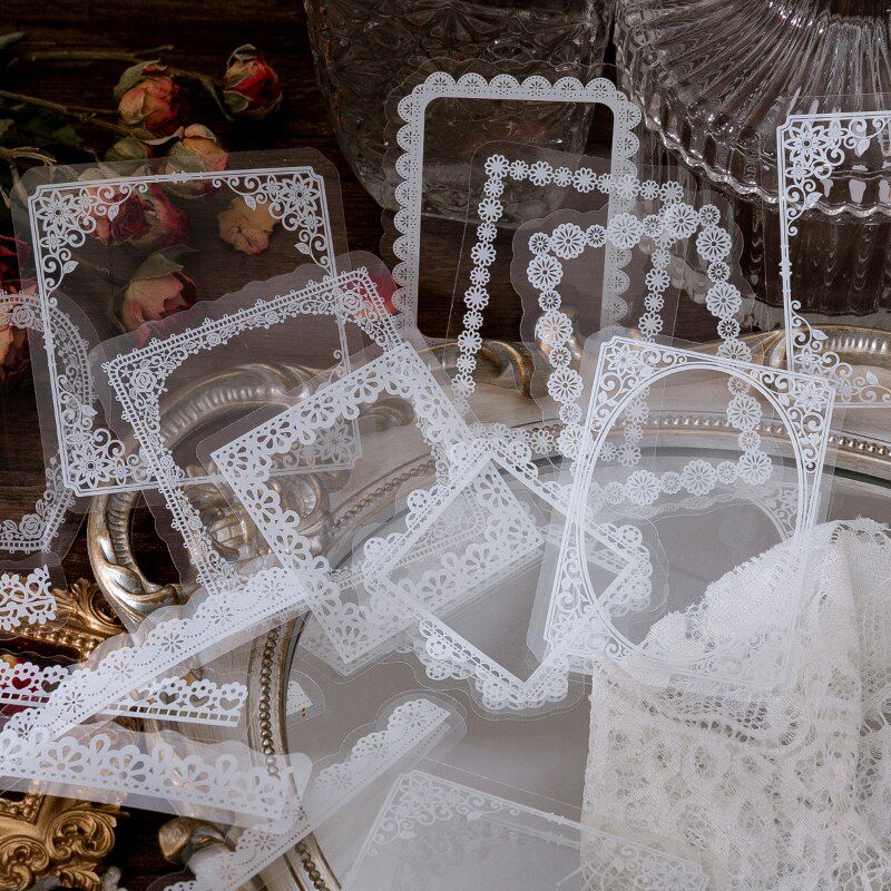 

Frame Pet Sticker untuk Dekorasi Jurnal Lace Transparan Stiker