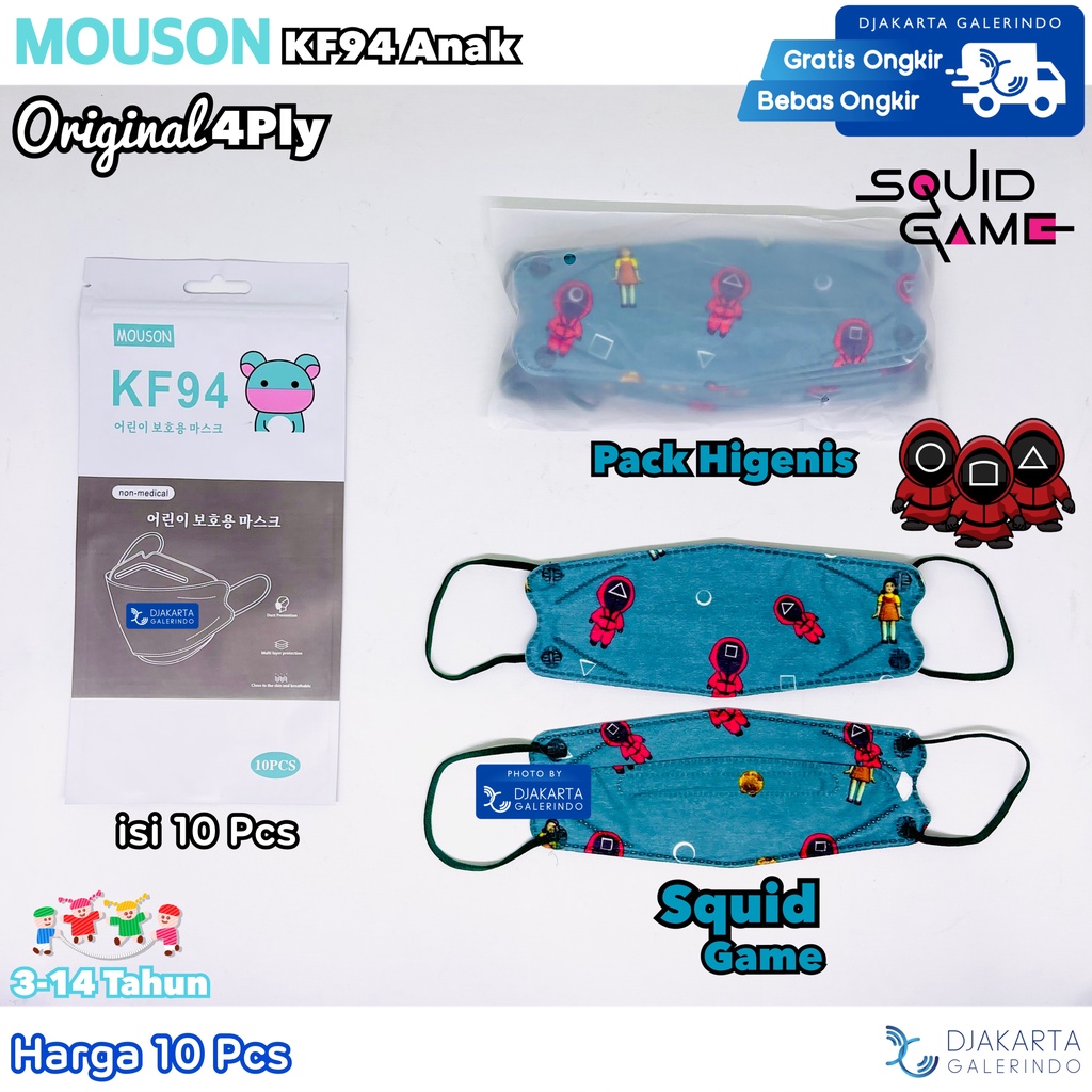 Masker Mouson KF94 Anak Kids Motif 4Ply Original isi 10Pcs