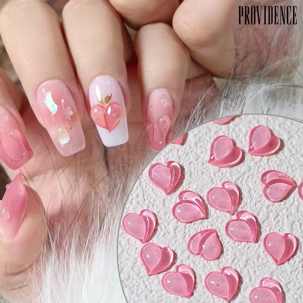 20pcs / Pak Charms Kuku Bentuk Hati Batu Kristal Imitasi Multifungsi Bahan Resin Untuk Dekorasi Wanita