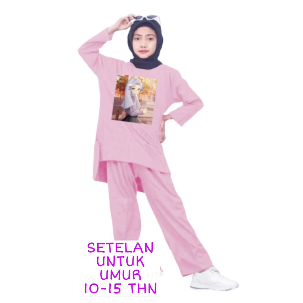 Setelan Anak Perempuan Remaja Bahan Kaos Babyterry Kaos Lengan panjang dan Celana panjang Oversixze XXL 10 11 12 13 14 15 Tahun . One Set Anak Perempuan Terbaru 2023 Viral Stelan Remaja Kekinian Setelan Baju Anak Tanggung k4