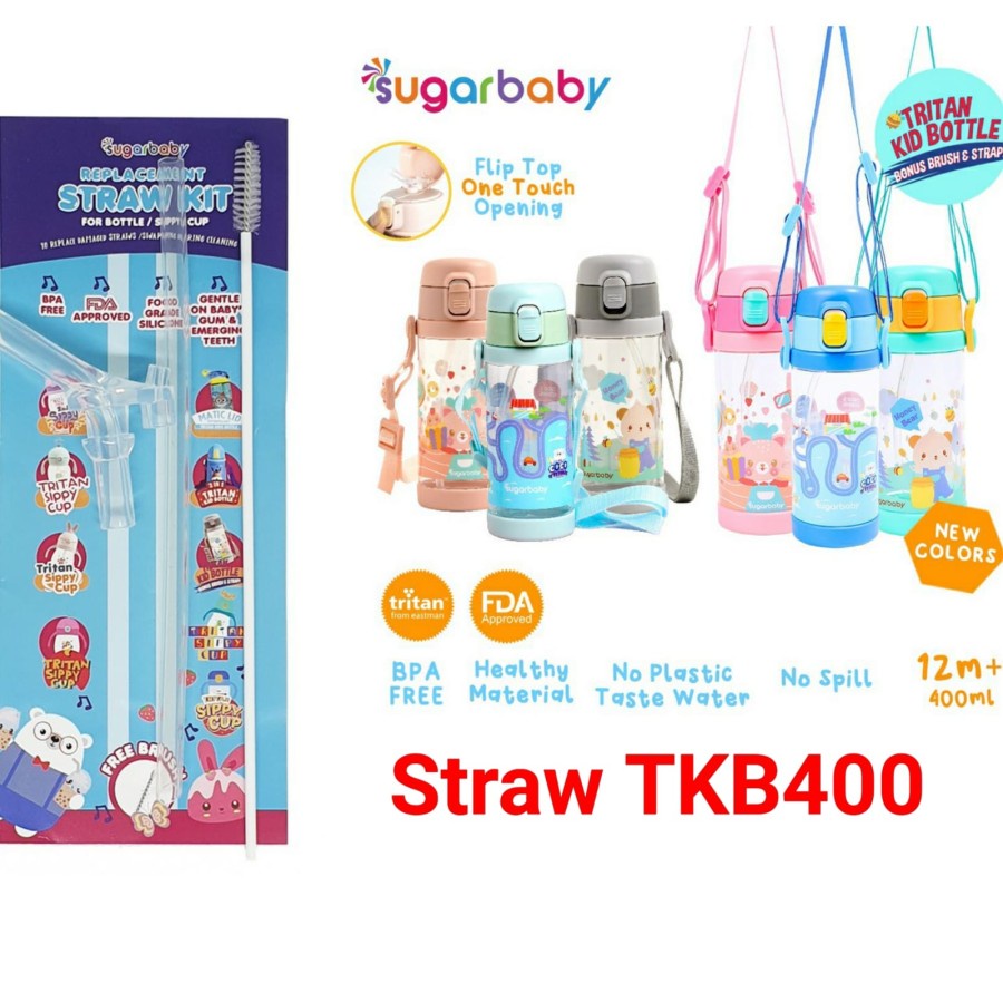 Sugar Baby Replacement Straw &amp; Brush for Sippy Cup Tritan Bottle / Sedotan Pengganti Botol Minum Sugar Baby