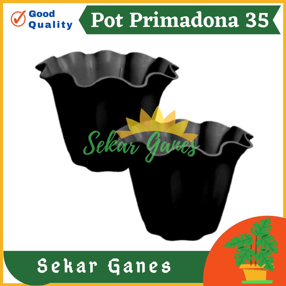 SHALLOM PRIMADONA 35 pot bunga plastik hitam cantik tebal motif ombak gelombang bagus unik murah