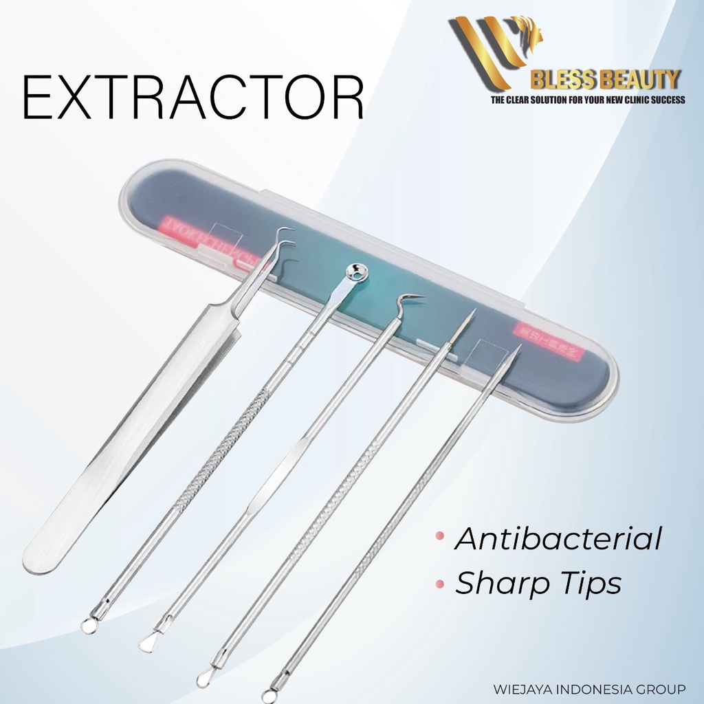 Alat Ekstraktor Pencabut Komedo Pinset 5set Penghilang Jerawat Wajah Facial
