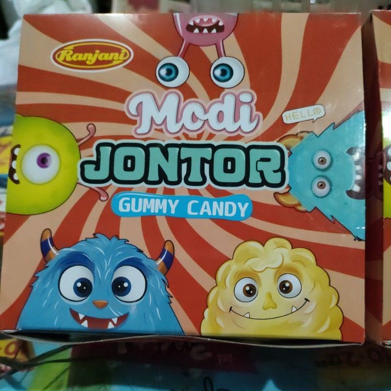 modi jontor gummy candy permen jeli aneka rasa stroberi, anggur