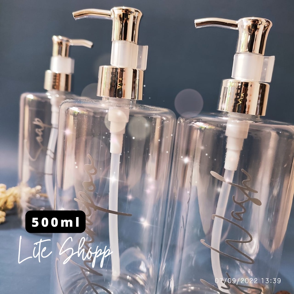 BOTOL REFILL LUXURY AESTHETIC 500ML TRANSPARANT SILVER