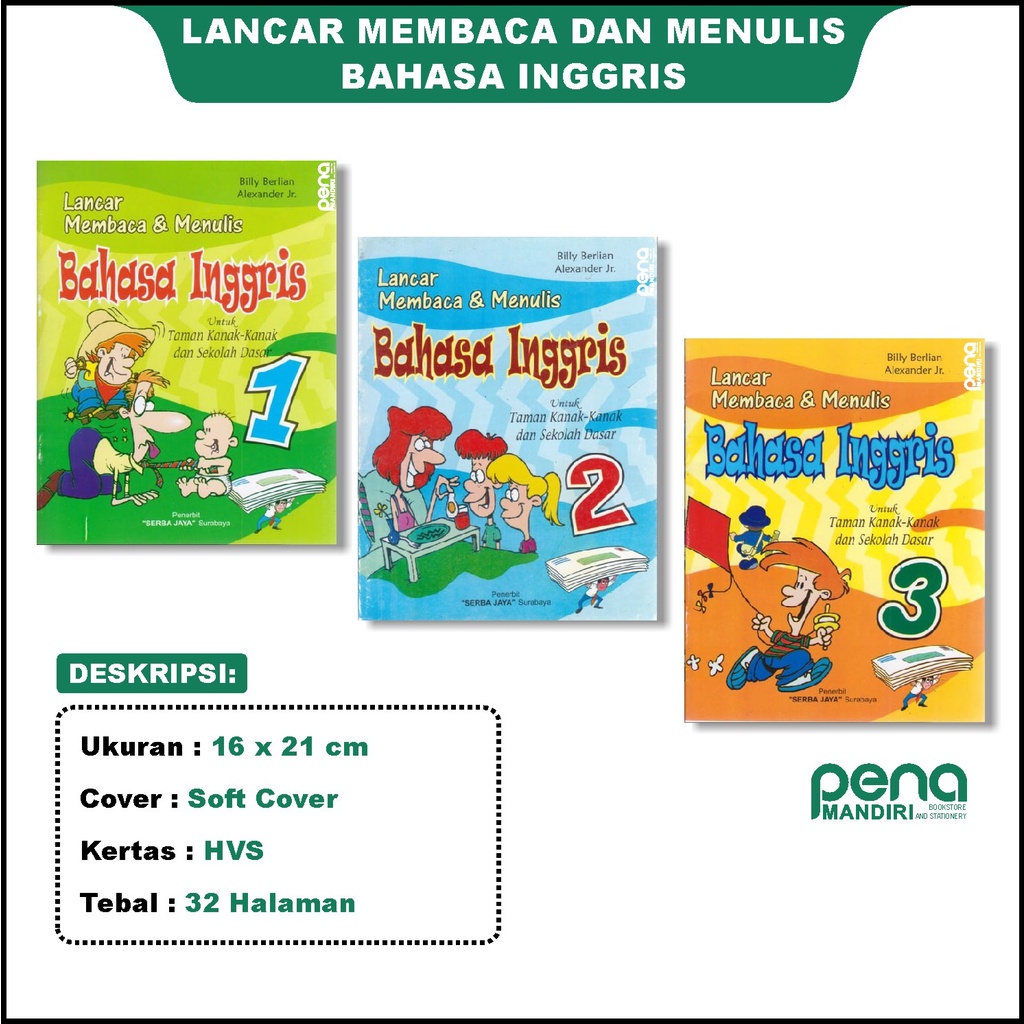 Paket Buku Lancar Membaca &amp; menulis Bahasa Inggris 123 TK SD Serba Jaya